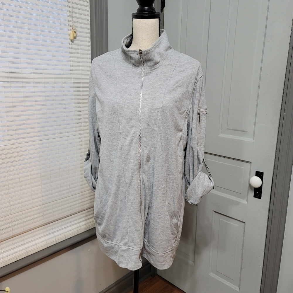 Avenue Roll Tab Sleeves Panel Jacket - Heather Grey size 14/16